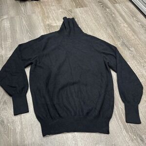 SHEPHE 100% Cashmere Turtleneck Sweater Black Quiet Luxury L Pullover Cuffed